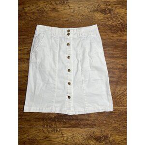 Womens IZOD Size 4 White Denim Button Front Skirt Stretch